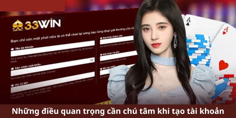 Các lưu ý khi tạo tài khoản đăng ký 33win 